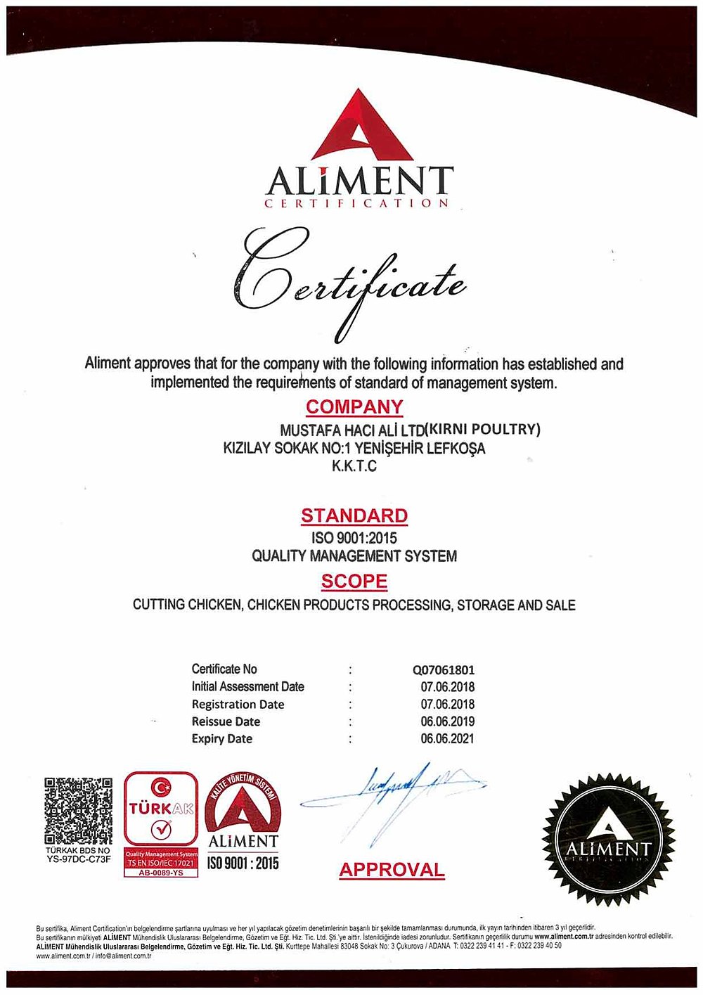 ISO 9001 sertifikası